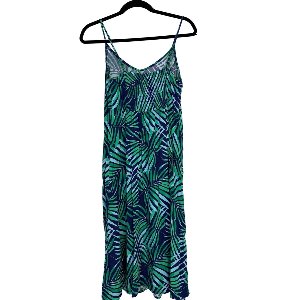 Old Navy Womens Tropical Palm Print Cami Midi Dress Green Navy Blue Small NWT - Picture 3 of 8